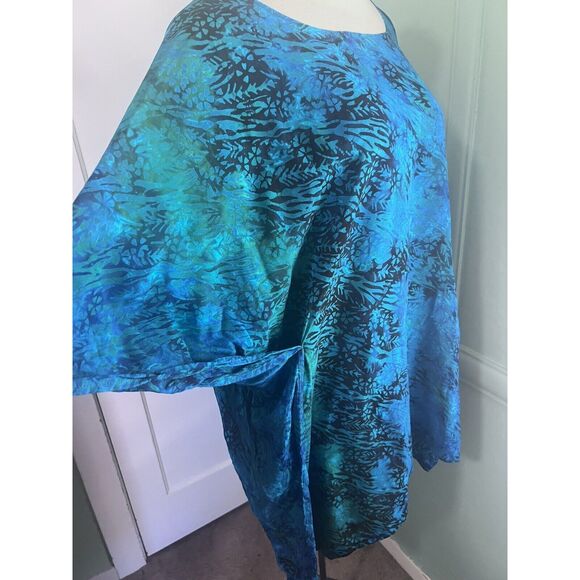 Vintage Van Klee Blue and Green Batik Tunic NWOT? 100% Rayon OS to 1X - Picture 5 of 7